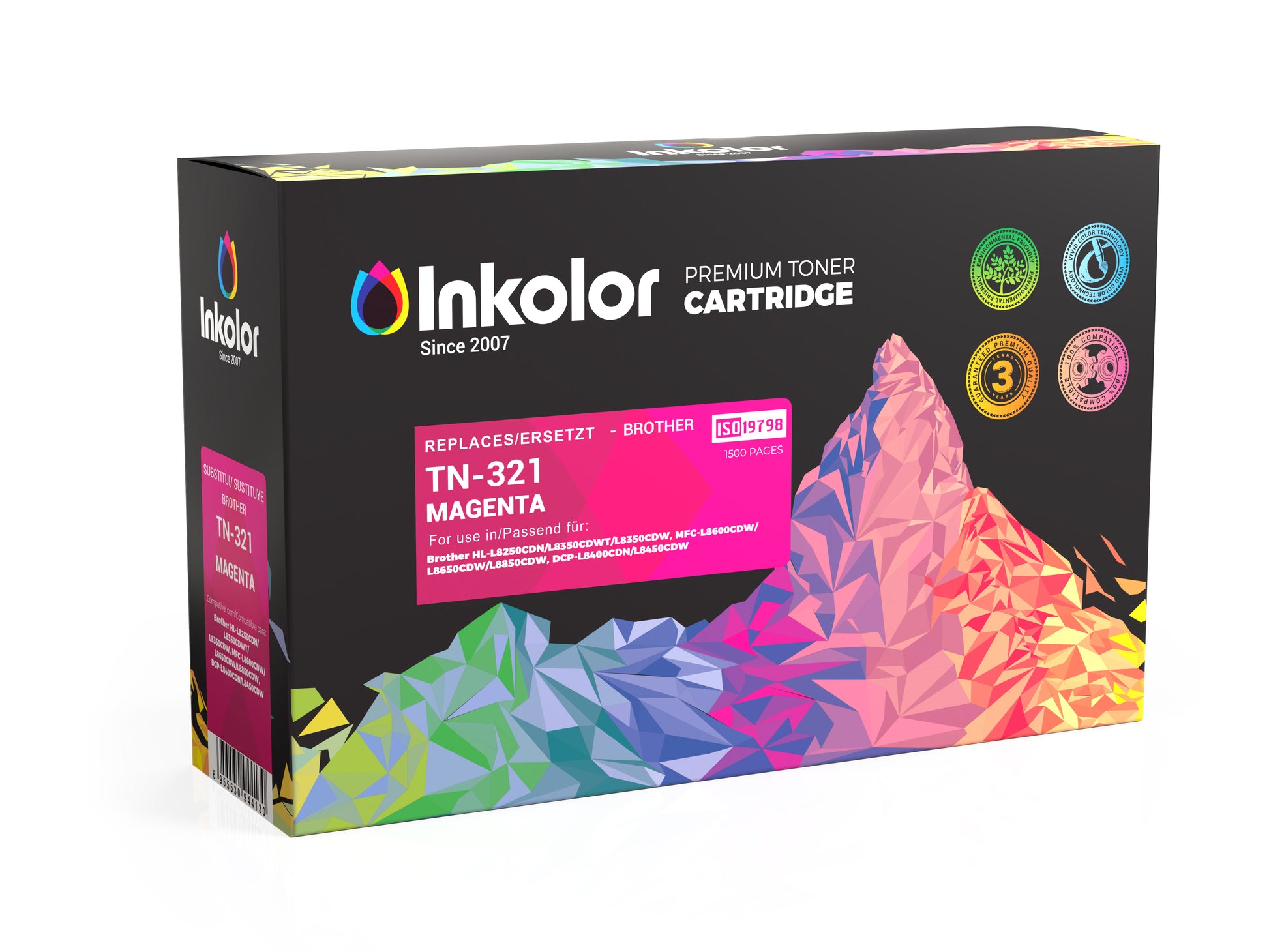 Brother TN-321M toner compatibile magenta in cartone, qualità di stampa eccellente, capacità di 1500 pagine, compatibile, di facile installazione