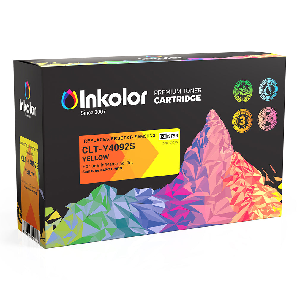 Confezione di cartucce toner InkColor Premium per Samsung CLT-Y4092S Giallo, compatibili.