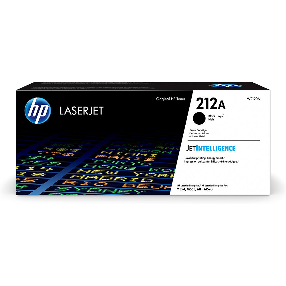 Cartuccia toner nero HP 212A W2120A per stampanti LaserJet, stampa di alta qualità, testo nitido e grafica chiara.