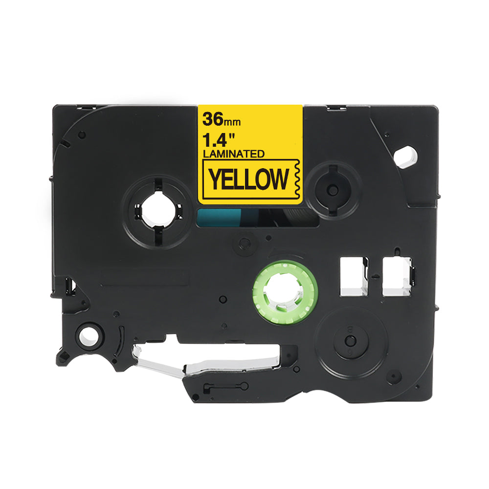 Cassetta per etichette Brother TZe-661 compatibile con P-Touch, 36 mm giallo, durevole e resistente ai raggi UV.