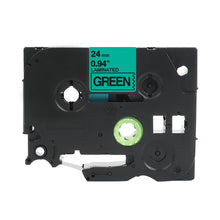 Nastro per etichette Brother TZe-751 compatibile, 24 mm, per P-Touch, laminato verde, robusto e resistente alle intemperie per un'etichettatura trasparente
