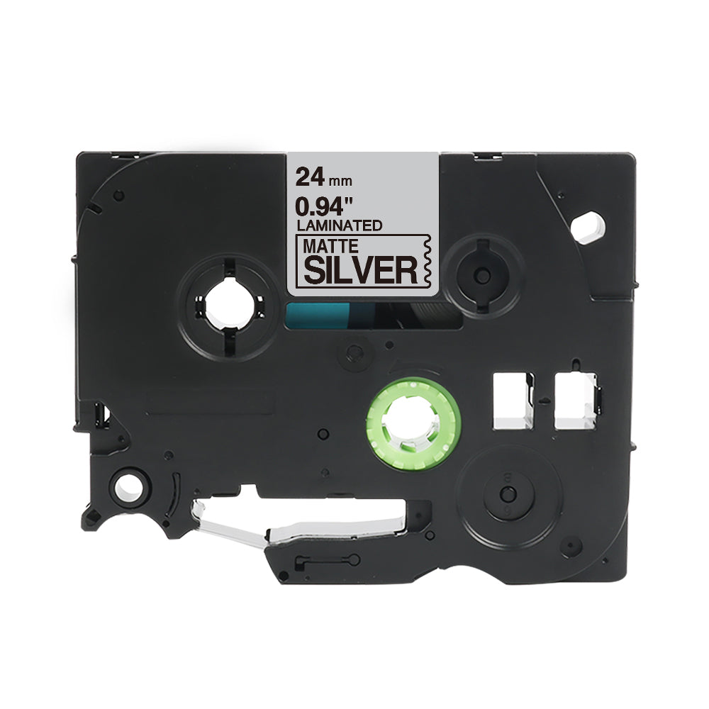 Nastro per etichettatura Brother TZe-M951 compatibile, 24 mm x 8 m, argento opaco, per P-Touch, laminazione durevole e resistente