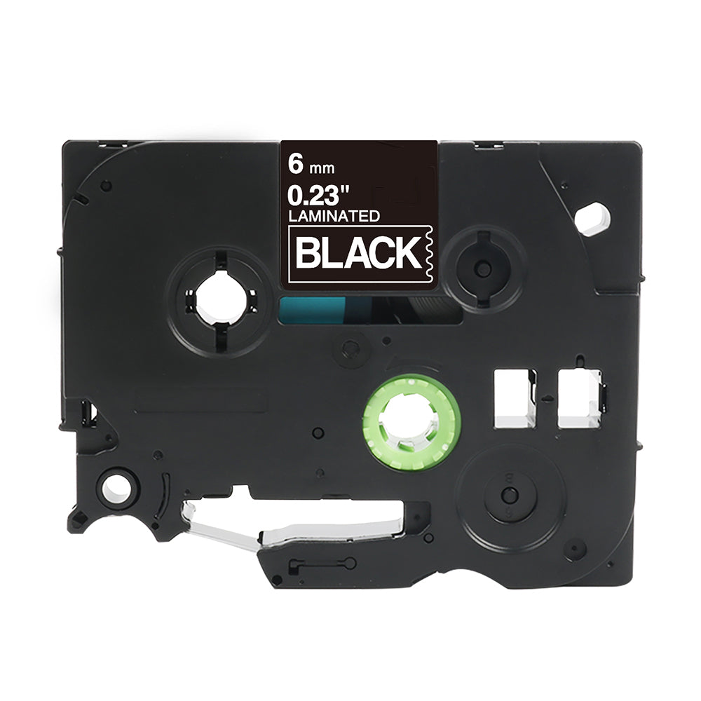 Nastro di etichettatura Brother TZe-315 compatibile per P-Touch, larghezza 6 mm, nero, laminato, lunghezza 8 m, resistente all'acqua e ai raggi UV.