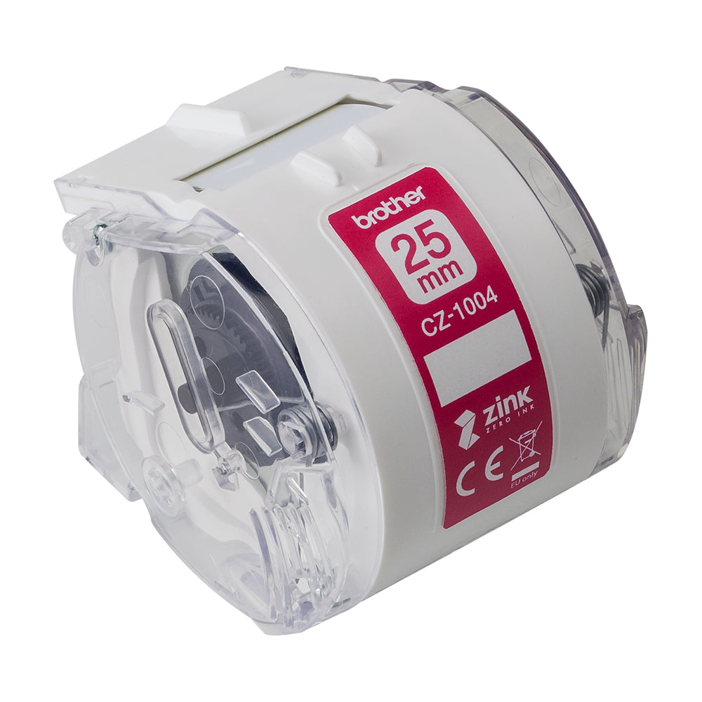 Rotolo di etichette Brother CZ-1004, larghezza 25 mm, lunghezza 5 m, per una stampa professionale precisa in colori brillanti, compatibile con le Brother.