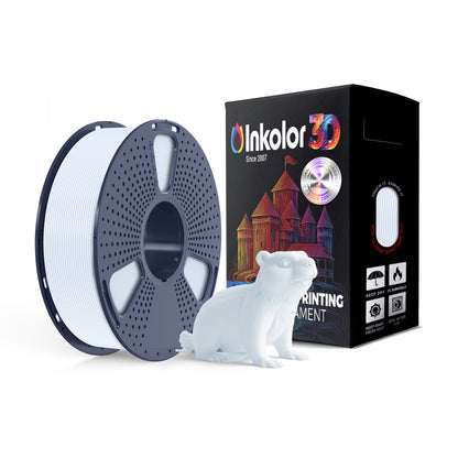 Inkolor PLA Weiss Filament 1.75mm 1Kg 3D-Druck Filament displayed with spool and model.