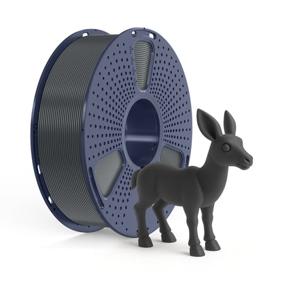 Rolle des Inkolor PLA Grau Filament 1.75mm 1Kg 3D-Druck Filament neben einem gedruckten Modell eines Tieres.