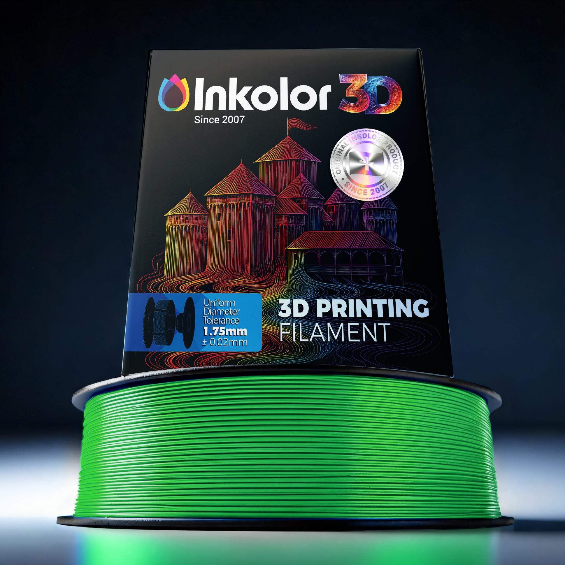 Inkolor PLA+ Grün Filament 1.75mm 1Kg 3D-Druck Filament for mechanical parts and model making.