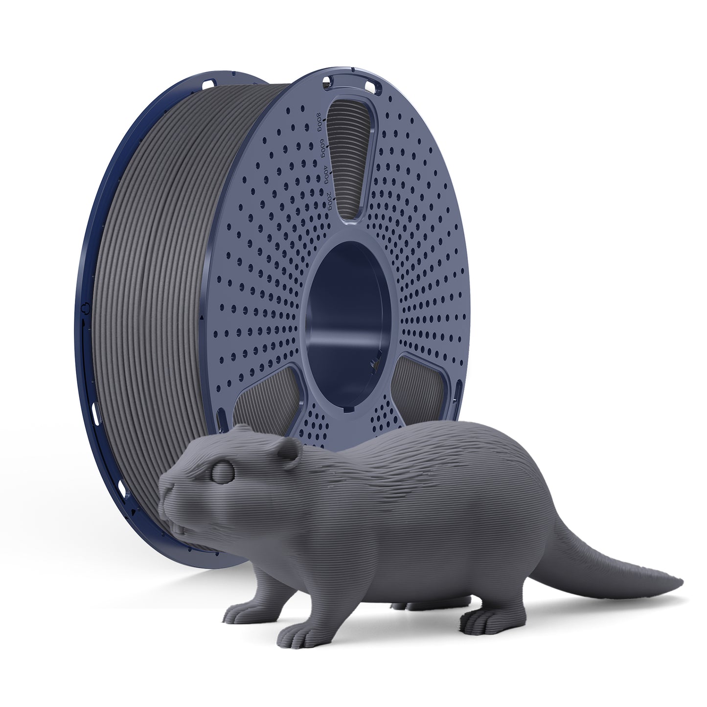 Inkolor PLA Matt Grau Filament 1.75mm 1Kg 3D-Druck Filament with a 3D printed gray otter model