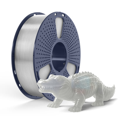 Inkolor PETG Transparent Filament 1.75mm 1Kg 3D-Druck Filament next to a 3D-printed crocodile model.