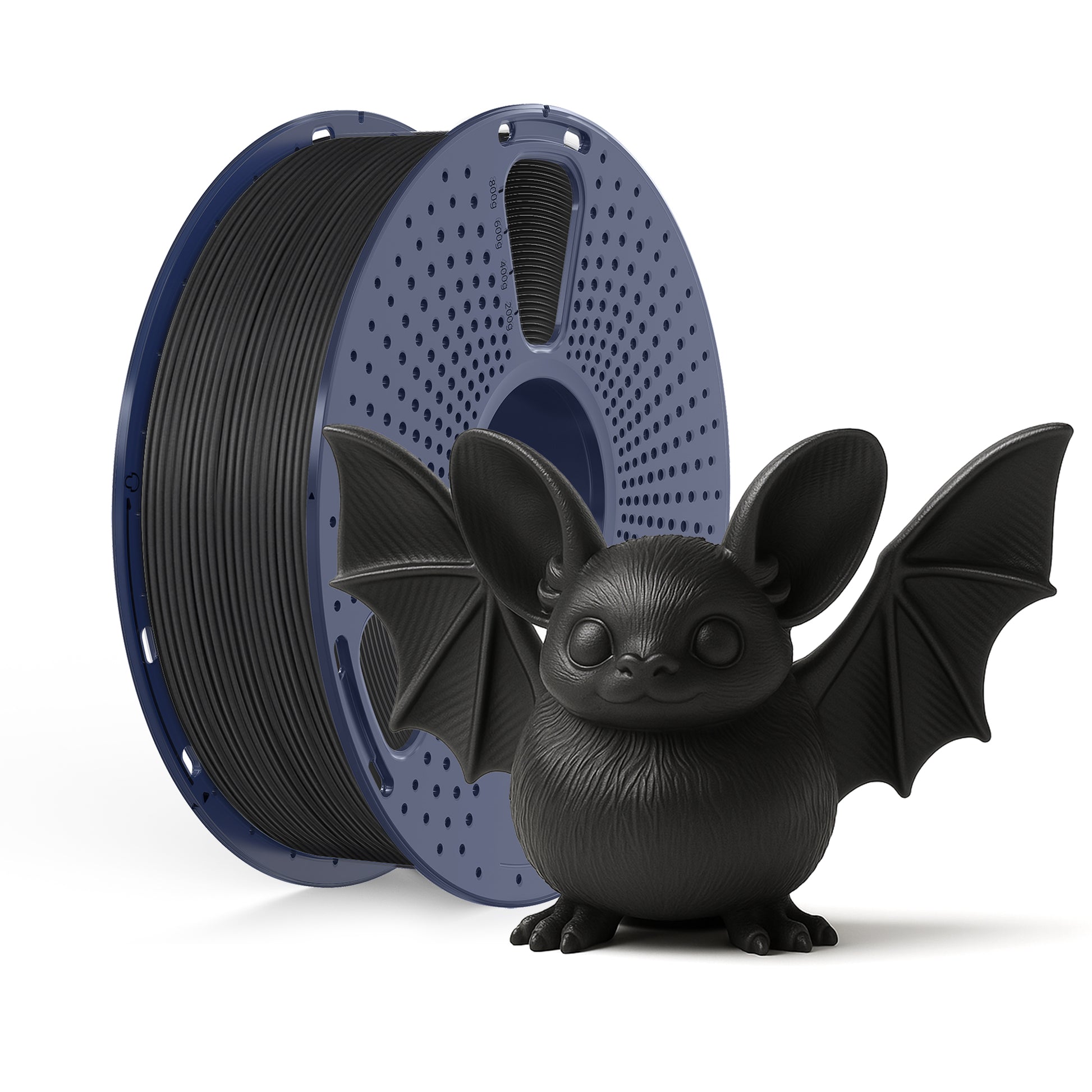 Inkolor PLA Carbon Fiber Filament 1.75mm 1Kg 3D-Druck Filament with 3D-printed bat model, showcasing form stability and precision.