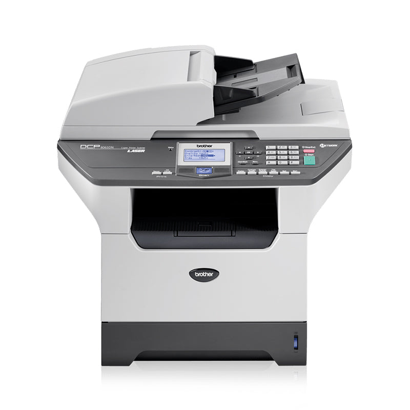 Brother DCP-8065DN multifunction laser printer ideal for office use with high-speed printing, scanning, and automatic duplex features.