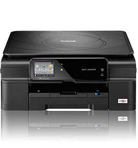 Brother DCP-J552DW compact inkjet multifunction printer with touchscreen display, featuring printing, scanning, and copying capabilities.