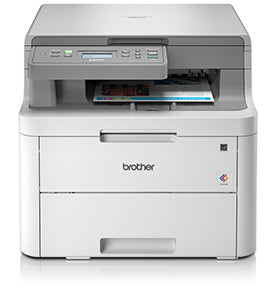 Brother DCP-L3510CDW compact color laser printer with multifunction features, including print, copy, scan, with wireless connectivity.