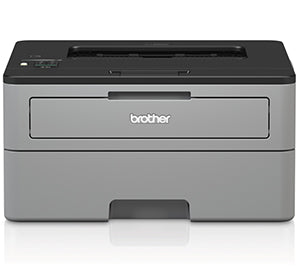 Brother HL-L2350DW monochrome laser printer with compact design and wireless connectivity, ideal for small office use.