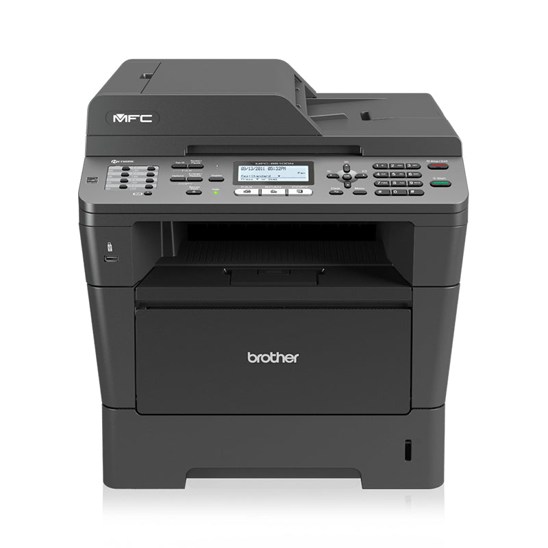 Brother MFC-8510DN monochrome laser printer with fax, scanner, and copier functions, ideal for small to medium office environments.
