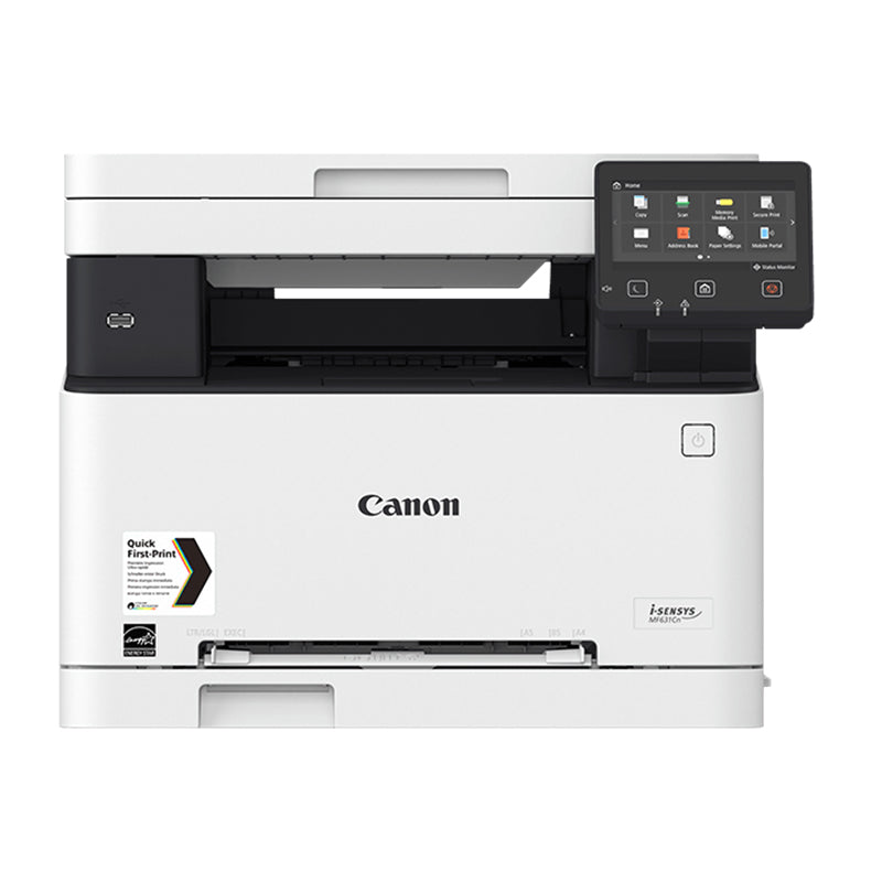 Canon i-Sensys MF-630 multifunction color laser printer with touchscreen display, ideal for small offices.
