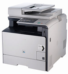 Canon i-SENSYS MF-8540CDN multifunctional color laser printer with copy, scan, and fax capabilities, featuring duplex printing.