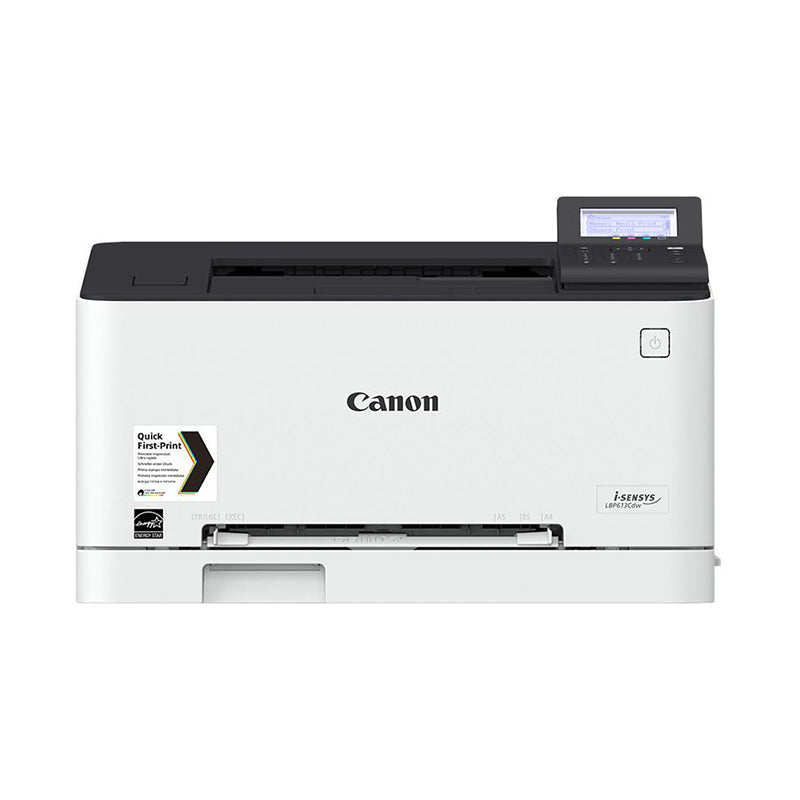 Canon LBP-613CDW color laser printer with high-speed duplex printing and 1200 dpi resolution, front view on white background