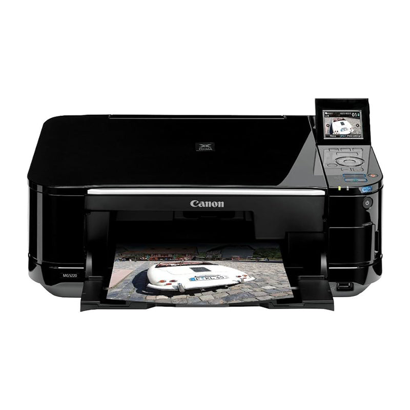 Canon PIXMA MG5220 multifunctional inkjet printer with wireless printing, 9600x2400 dpi resolution, and color display screen.