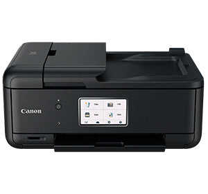 Canon Pixma TR8550 multifunction printer, black, featuring a touchscreen display for easy control