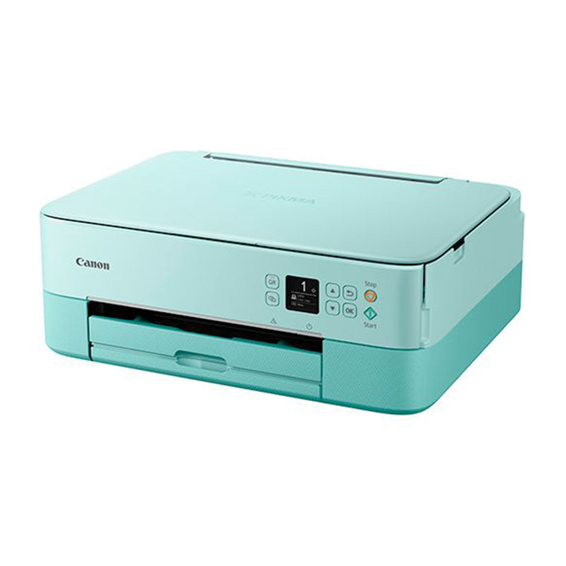 Canon Pixma TS5353 multifunctional inkjet printer, compact design, supports wireless and mobile printing, turquoise color.