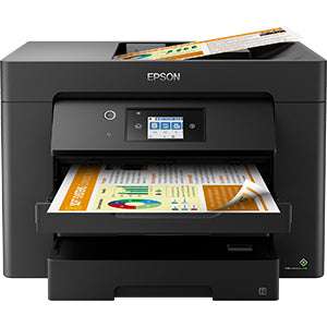 Epson WorkForce WF-7830DTWF multifunction printer with paper tray, suitable for high-quality printing, scanning, copying, and faxing.