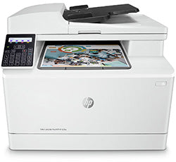 HP Color LaserJet Pro MFP M180 multifunction color laser printer with scanning feature and control panel, suitable for small offices.
