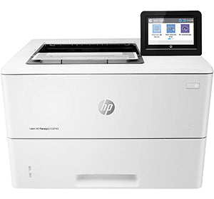 HP LaserJet Managed E50145 monochrome printer with touch display, designed for high-volume office printing, 45 ppm speed, 1200 dpi resolution.