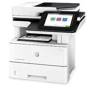 HP LaserJet Managed MFP E52645DN multifunction printer with touchscreen designed for busy office environments.