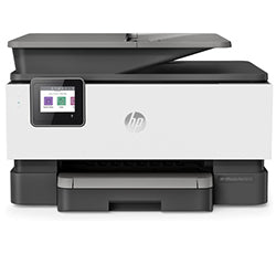 HP OfficeJet Pro 9010 all-in-one inkjet printer with print, scan, copy, and fax functions for small offices and home use.