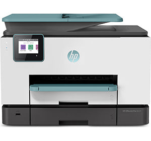 HP OfficeJet Pro 9025 all-in-one printer with touchscreen, designed for small to medium offices, offering print, scan, copy, and fax functions.