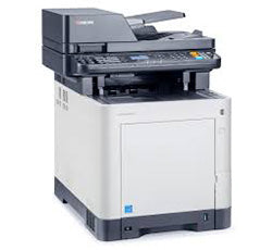 Kyocera Ecosys M6530cdn multifunction color laser printer with print, copy, scan, and fax features; efficient and reliable device.