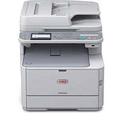 Oki MC342 multifunction LED color printer for small offices, featuring print, copy, scan, and fax capabilities in a compact design.
