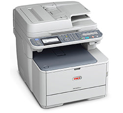 Oki MC562w multifunctional color printer with print, copy, scan, and fax capabilities, ideal for small to medium office use.