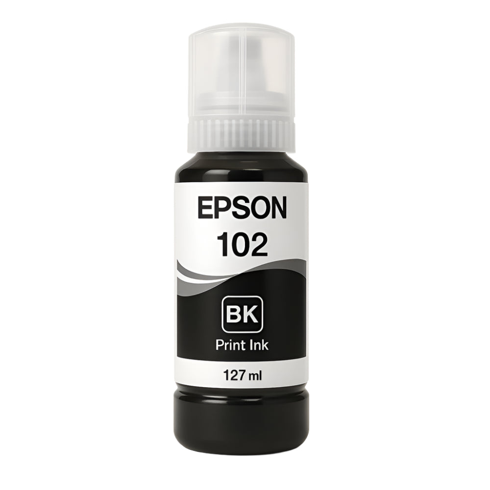 Tinteiro preto compatível Epson 102, 127 ml, para uma elevada qualidade de impressão e eficiência no escritório e em casa.