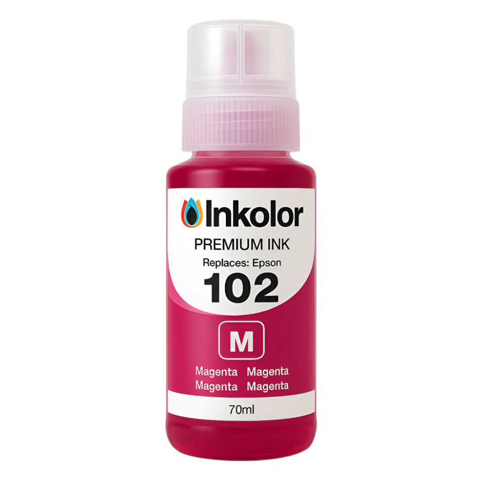 Tinteiro magenta compatível com Epson 102, 70ml, ideal para impressões de alta qualidade, elevada capacidade de páginas.