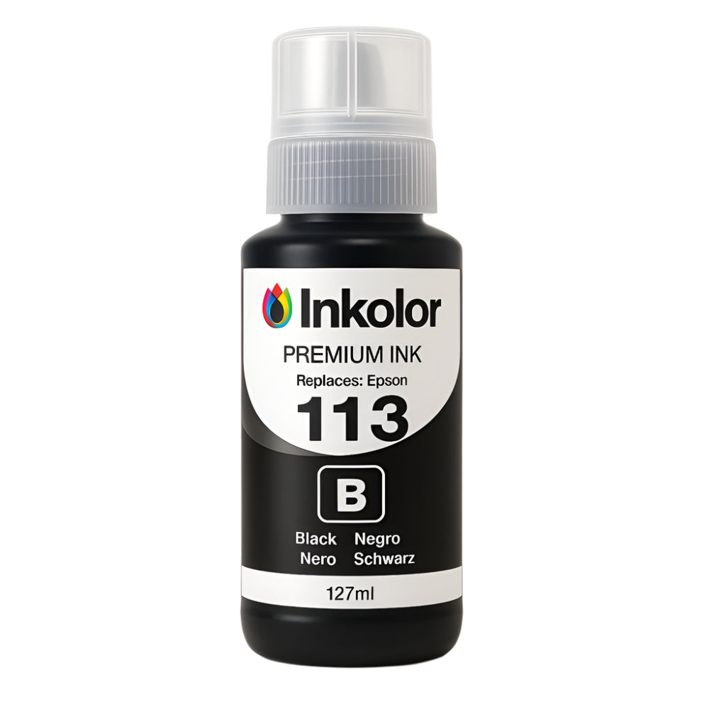 A garrafa de tinta preta compatível Inkolor premium substitui a Epson 113
