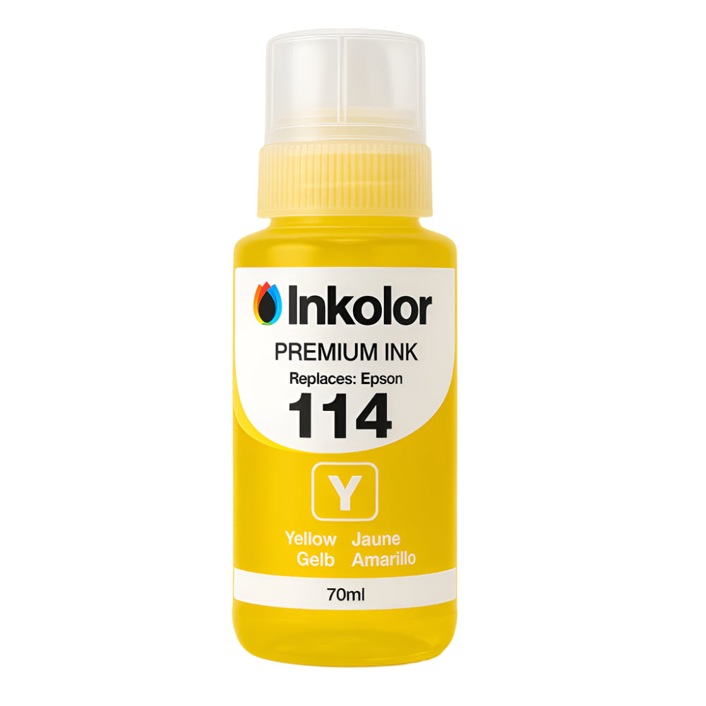 Tinteiro amarelo compatível com Epson 114 T07B440, 70ml, qualidade superior para impressão no escritório e em casa, vibrante e fiável.