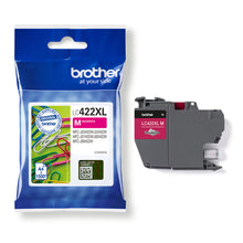 Brother LC-422XLM Magenta Ink Cartridge with packaging for high-quality, reliable printing up to 1,500 pages.