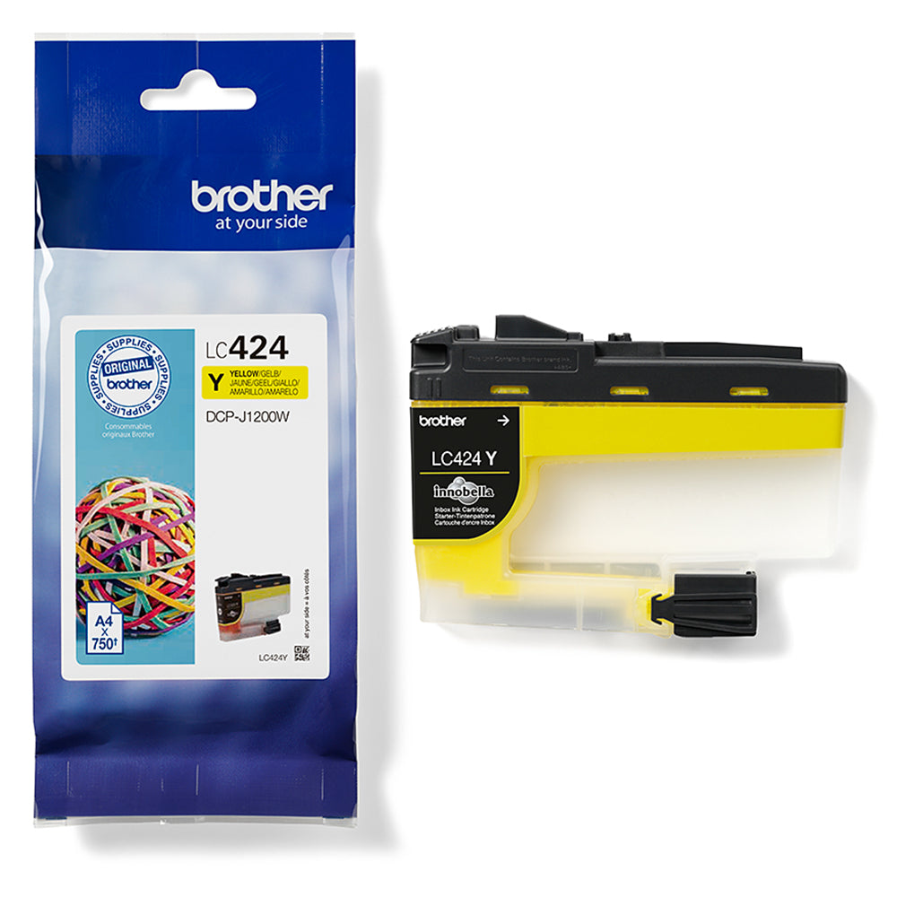 Brother LC-424Y gelbe Tintenpatrone, hochwertige Druckqualität, 750-seitige Kapazität, ideal für Dokumente und kreative Projekte