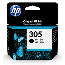 HP 305 Black Ink Cartridge (3YM61AE) Packaging - High-quality prints for home or office, up to 120 pages, reliable performance.