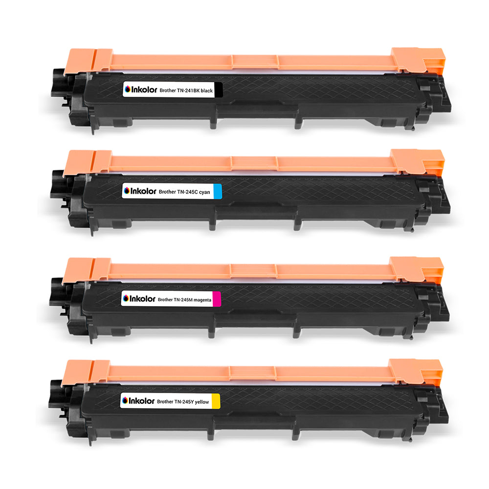 Conjunto de Toner Brother TN-241 Multipack: Preto, Ciano, Magenta, Amarelo - Cartuchos de tinta compatíveis para impressão de alta qualidade.