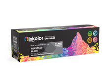 Verpackung des Oki 46490608 kompatiblen schwarzen Toners von Inkolor, ideal für hohe Druckvolumen mit 7.000 Seitenkapazität.