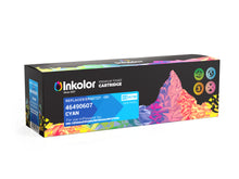 Oki 46490607 kompatibler Cyan Toner, Inkcolor Verpackung, 7.000 Seiten Kapazität, ideale Druckqualität für Büros.