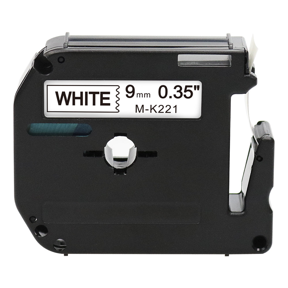 Cartucho de fita de etiquetas brancas Brother MK-221BZ 9mm para P-Touch, compatível e durável para etiquetagem precisa, 8m de comprimento.